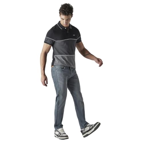 Levi's Men's 513 Greyish-Blue Slim Straight Fit Mid Rise Overdyed Jeans