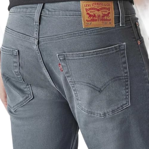 Levi's Men's 513 Greyish-Blue Slim Straight Fit Mid Rise Overdyed Jeans