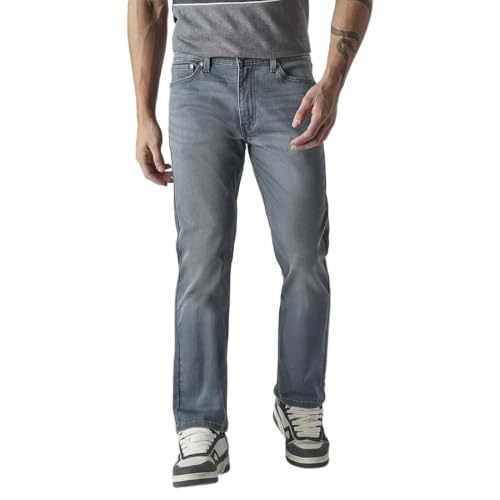 Levi's Men's 513 Greyish-Blue Slim Straight Fit Mid Rise Overdyed Jeans