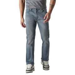 Levi's Men's 513 Greyish-Blue Slim Straight Fit Mid Rise Overdyed Jeans