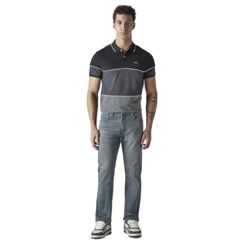 Levi's Men's 513 Greyish-Blue Slim Straight Fit Mid Rise Overdyed Jeans
