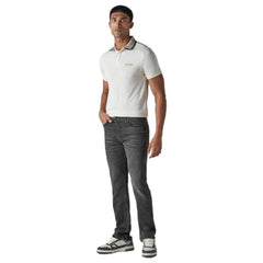 Levi's Men's 513 Charcoal-Grey Slim Straight Fit Mid Rise Jeans