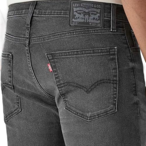 Levi's Men's 513 Charcoal-Grey Slim Straight Fit Mid Rise Jeans