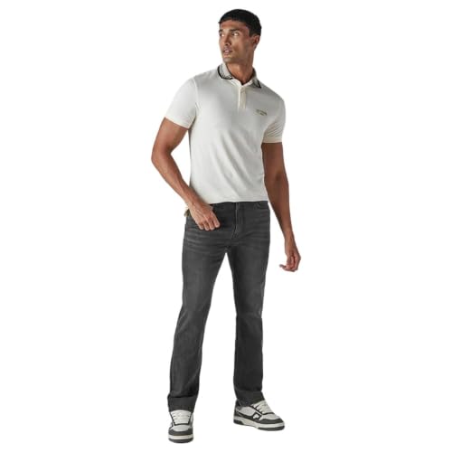Levi's Men's 513 Charcoal-Grey Slim Straight Fit Mid Rise Jeans