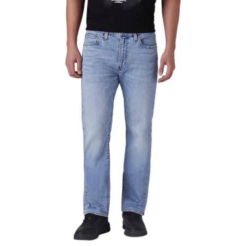 Levi's Men's 513 Light-Blue Slim Straight Fit Mid Rise Linen Jeans