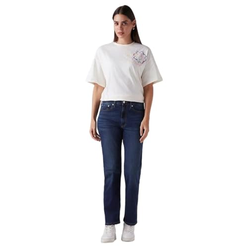 Women's Dark-Blue Wedgie Straight Fit High Rise Jeans
