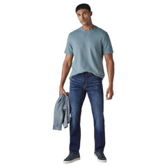Levi's Men's 505 Dark-Blue Straight Fit Mid Rise Jeans