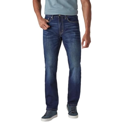 Levi's Men's 505 Dark-Blue Straight Fit Mid Rise Jeans