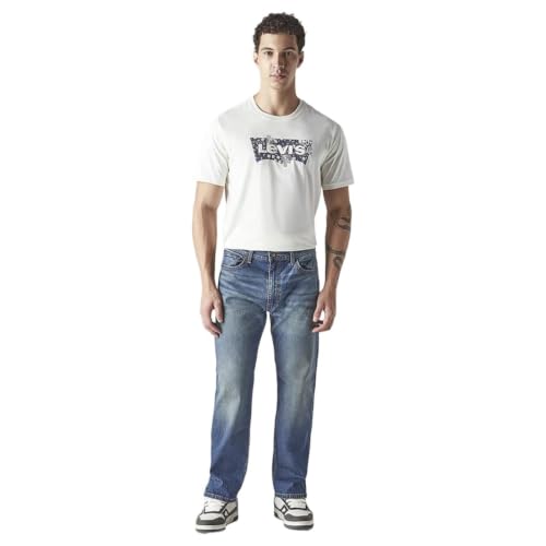 Levi's Men's 555 Indigo Relaxed Straight Fit Mid Rise Jeans