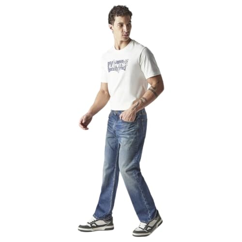 Levi's Men's 555 Indigo Relaxed Straight Fit Mid Rise Jeans