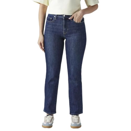 Levi's Women's 724 Dark-Blue Slim Straight Fit High Rise Jeans