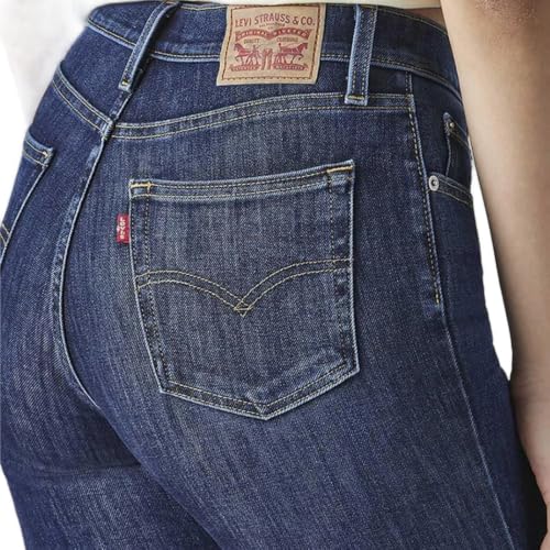 Levi's Women's 724 Dark-Blue Slim Straight Fit High Rise Jeans