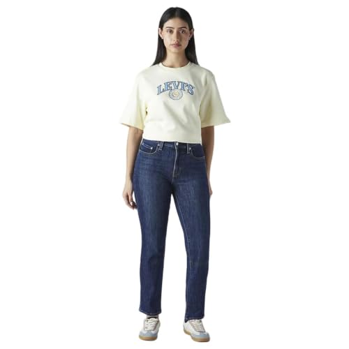 Levi's Women's 724 Dark-Blue Slim Straight Fit High Rise Jeans