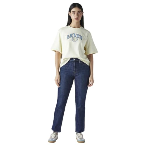 Levi's Women's 724 Dark-Blue Slim Straight Fit High Rise Jeans