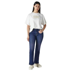 Levi's Women's 726 Dark-Blue Flared Fit High Rise Jeans
