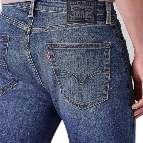 Levi's Men's 505 Blue Straight Fit Mid Rise Commuter Jeans