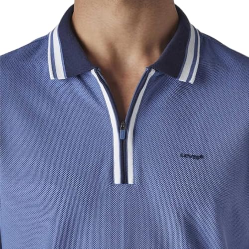 Levi's Men's Solid Blue Textured Polo T-Shirts