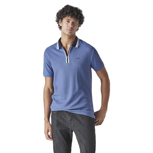 Levi's Men's Solid Blue Textured Polo T-Shirts