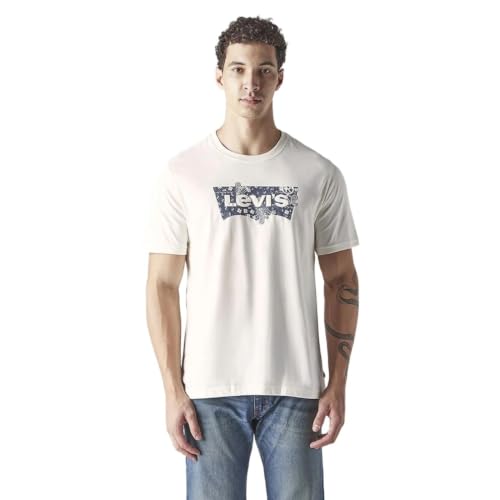 Levi's Men's Logo Printed Regular Fit Jersey T-Shirt Cream