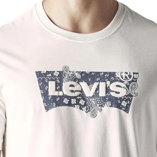 Levi's Men's Logo Printed Regular Fit Jersey T-Shirt Cream