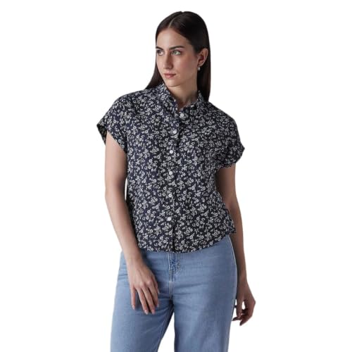 Levi's Womens Floral Navy Raglan Sleeve Shirt