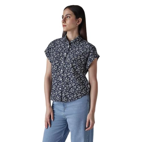 Levi's Womens Floral Navy Raglan Sleeve Shirt