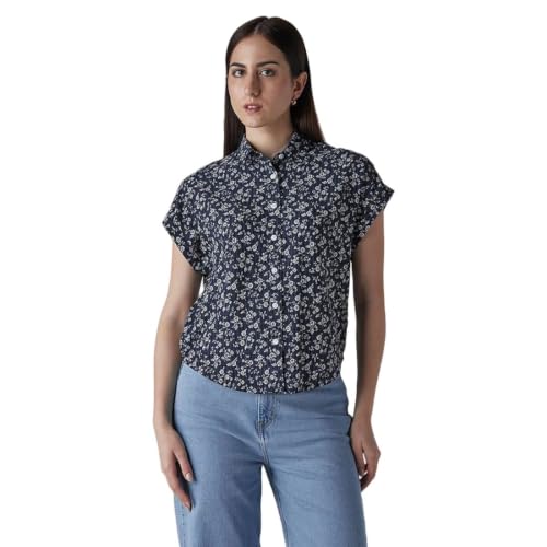 Levi's Womens Floral Navy Raglan Sleeve Shirt