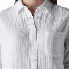 Levi's Womens Solid White Cuff Sleeve Shirt