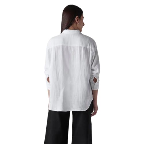 Levi's Womens Solid White Cuff Sleeve Shirt