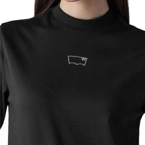 Levi's Women's Brand Logo Black Collar Neck T-Shirt