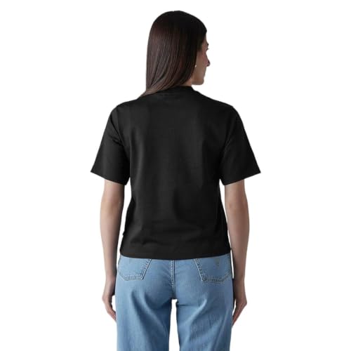 Levi's Women's Brand Logo Black Collar Neck T-Shirt