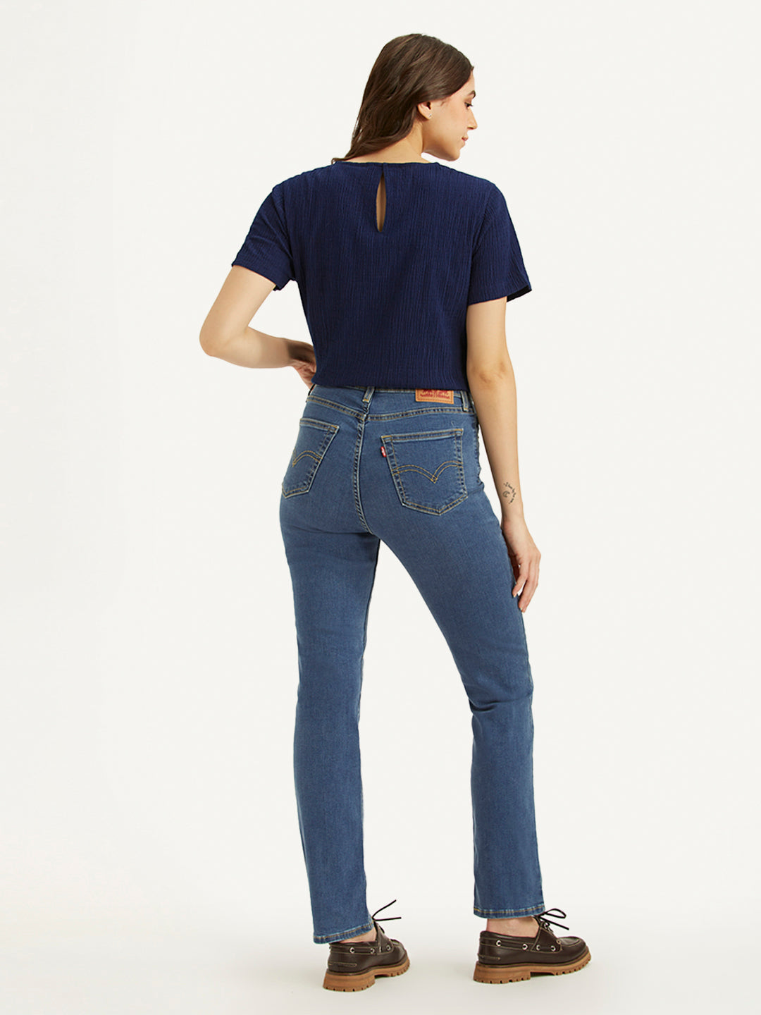 Women'S 724 Blue Straight Fit High Rise Jeans