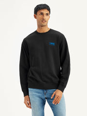 Men'S Solid Black Crew Neck Sweatshirt