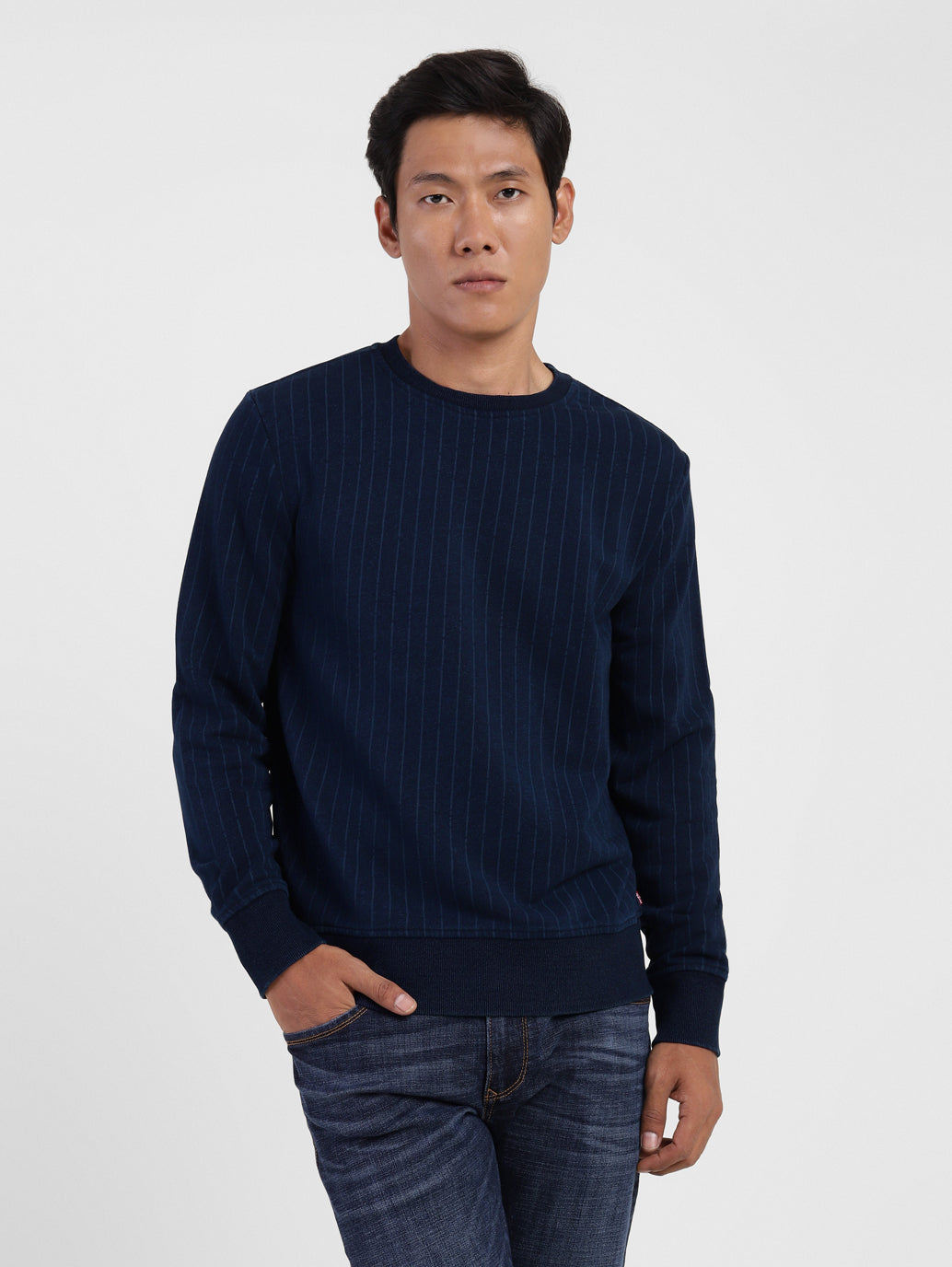 Men'S Striped Crew Neck Sweatshirt