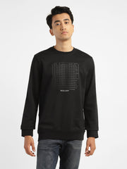 Men'S Solid Black Crew Neck Sweatshirt