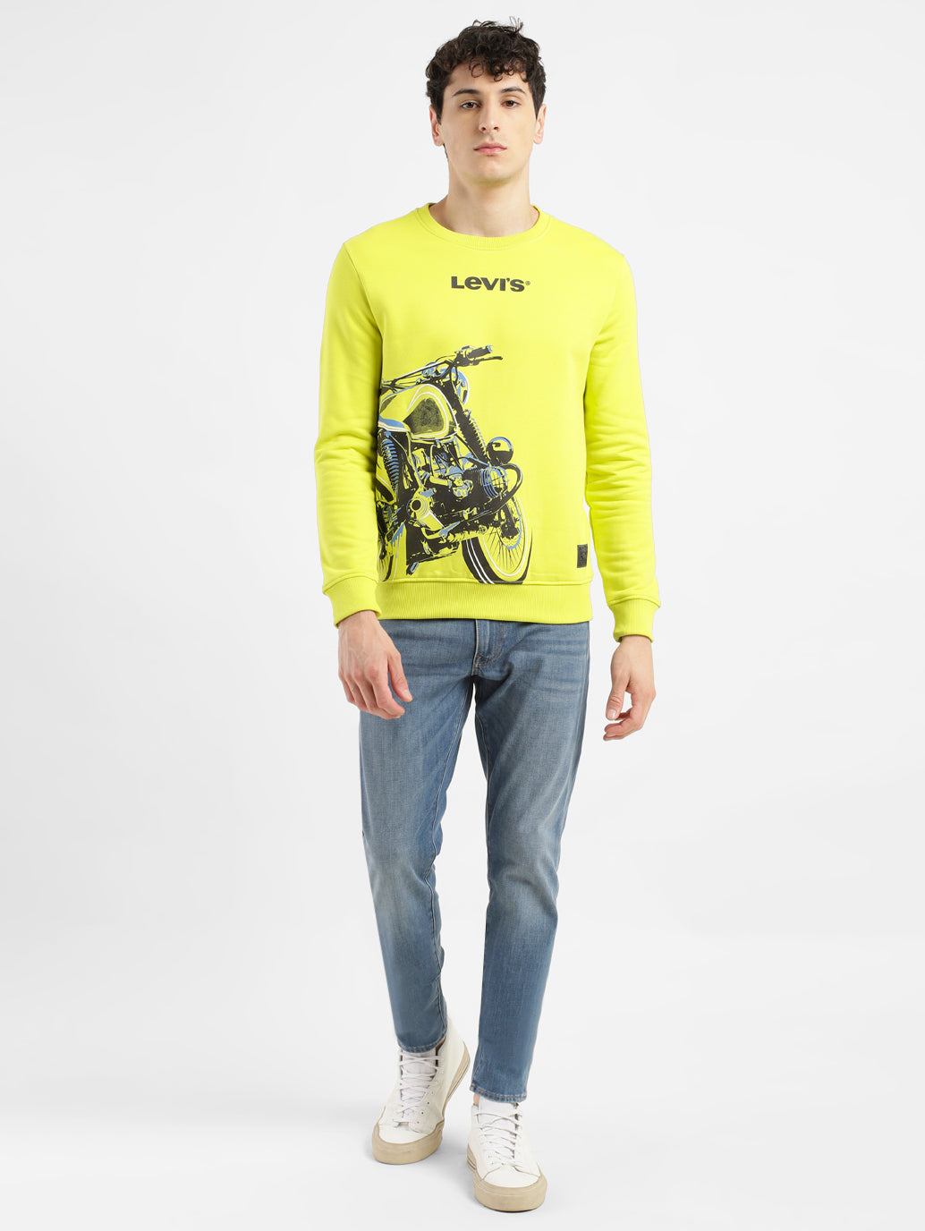 Men'S Solid Green Crew Neck Sweatshirt