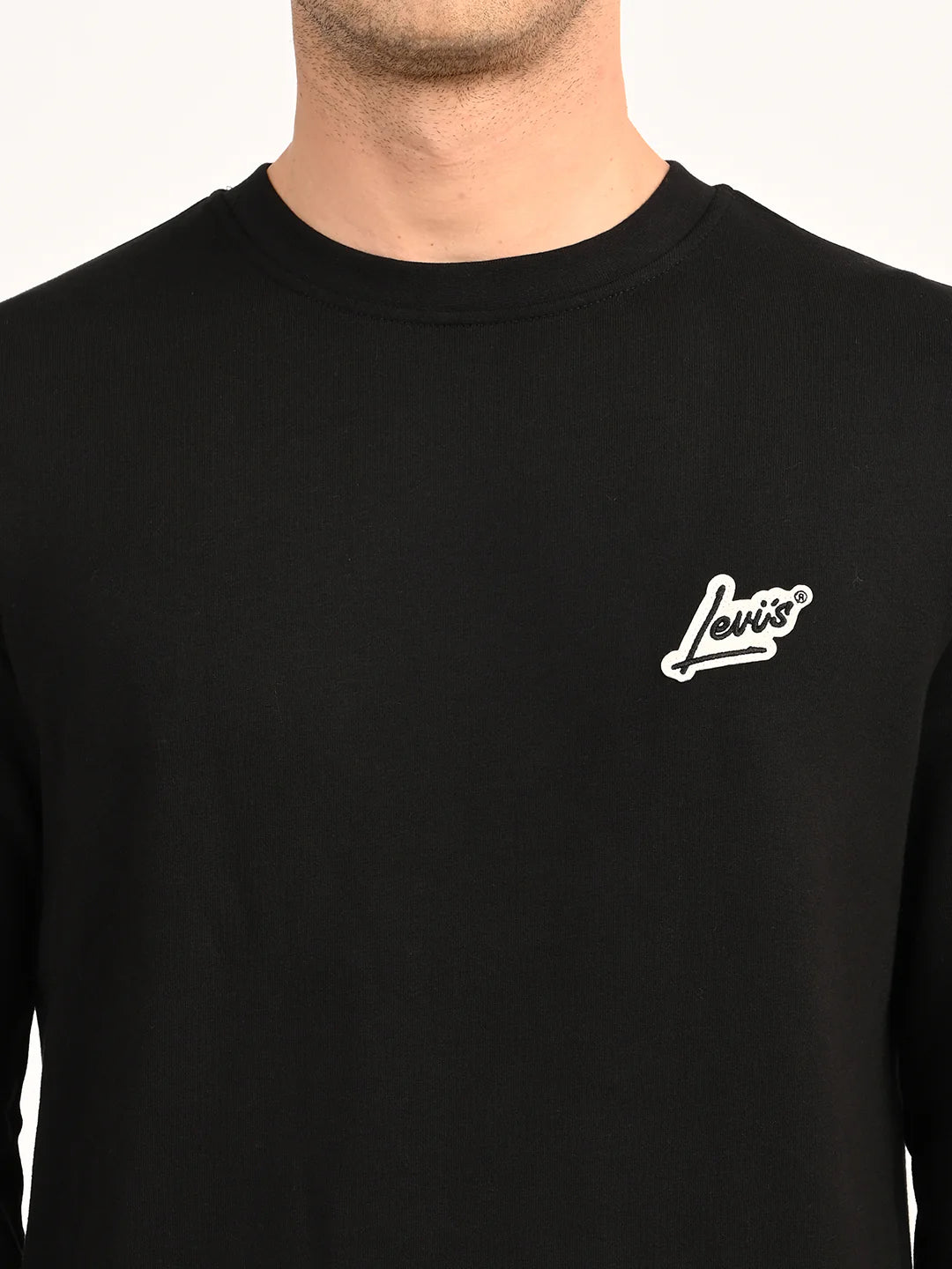 Men'S Brand Logo Black Crew Neck Sweatshirt