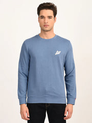 Men'S Brand Logo Blue Crew Neck Sweatshirt