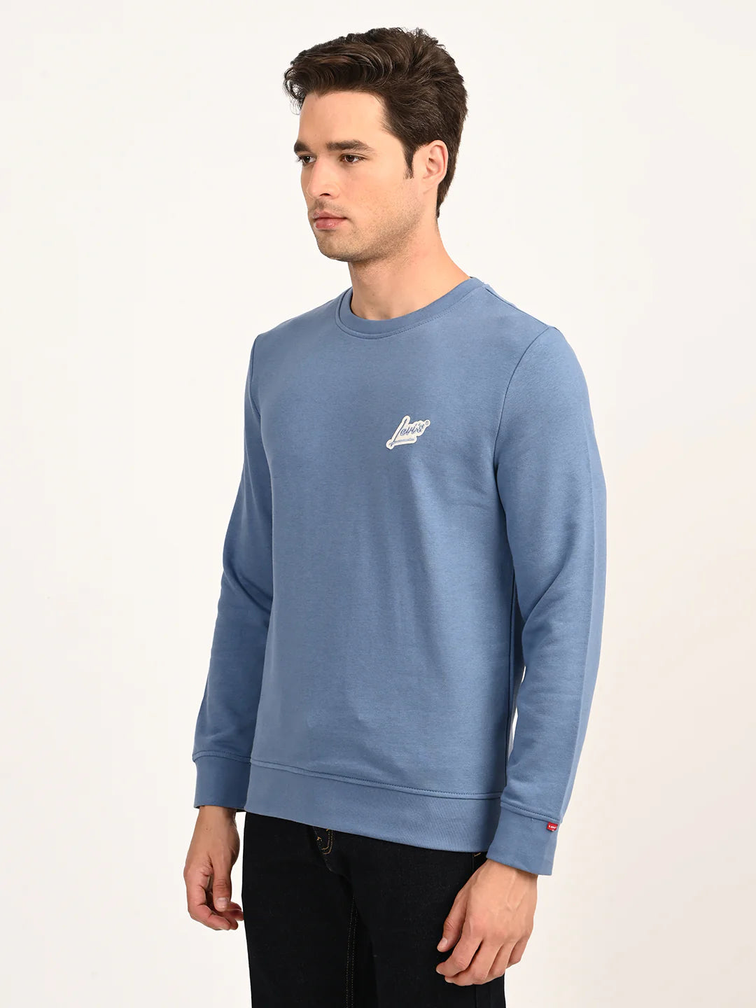 Men'S Brand Logo Blue Crew Neck Sweatshirt