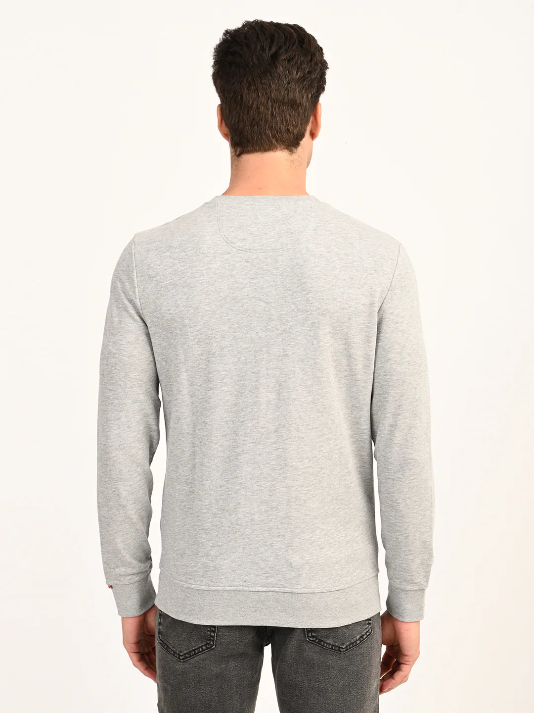 Men'S Typographic Print Light Grey Slim Fit Sweatshirt