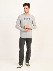 Men'S Typographic Print Light Grey Slim Fit Sweatshirt