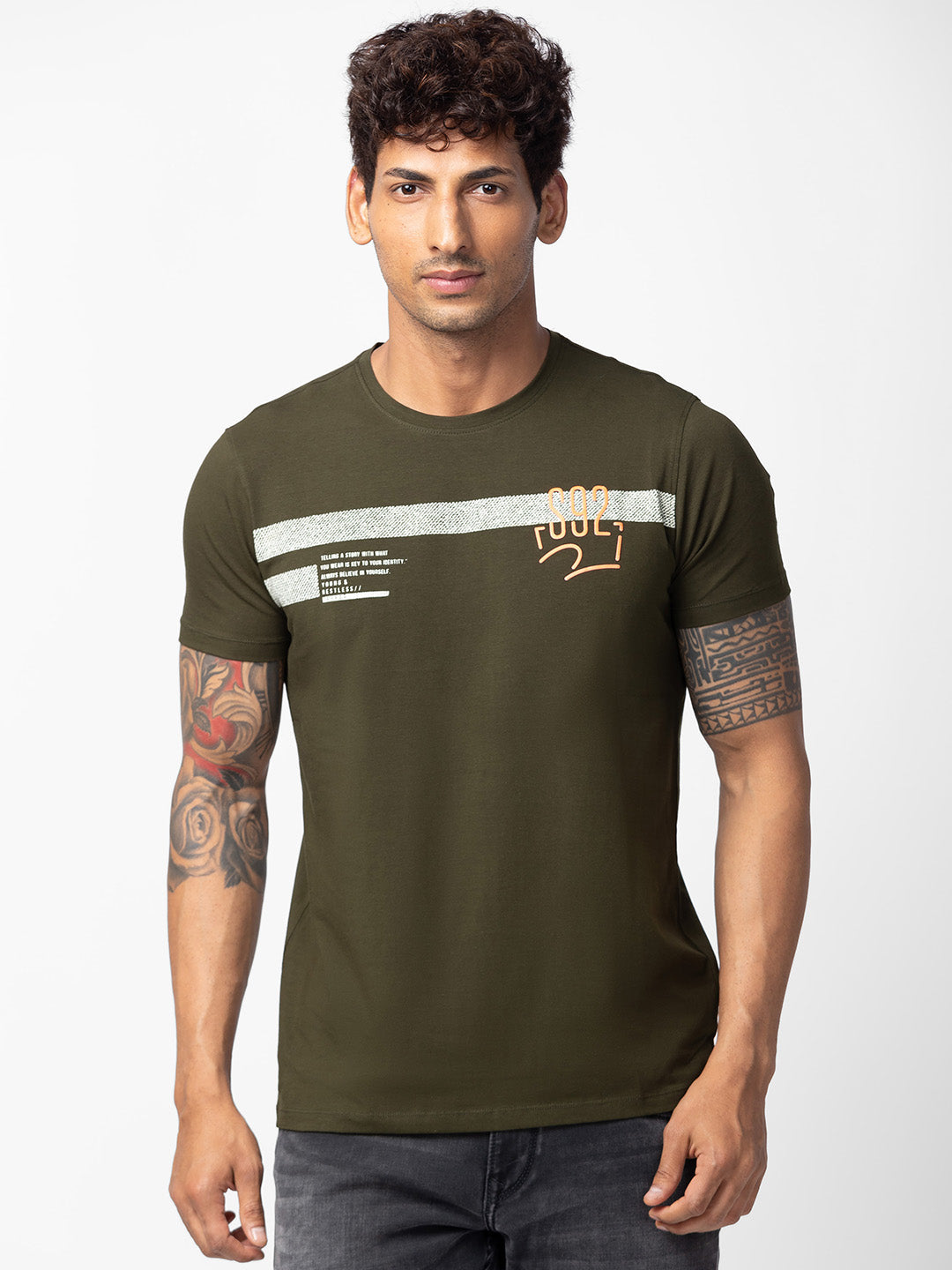 Spykar Mens T-Shirt H/S Mptfp1Bc156 Navy
