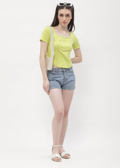 Madame Solid Neon Green Corset Style Top