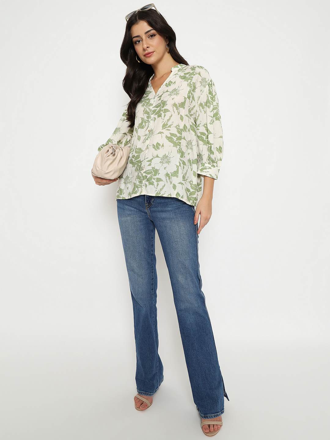 Madame Ladies Western Top H/S M5S18837 014 Green - Goyalsons ShopMax