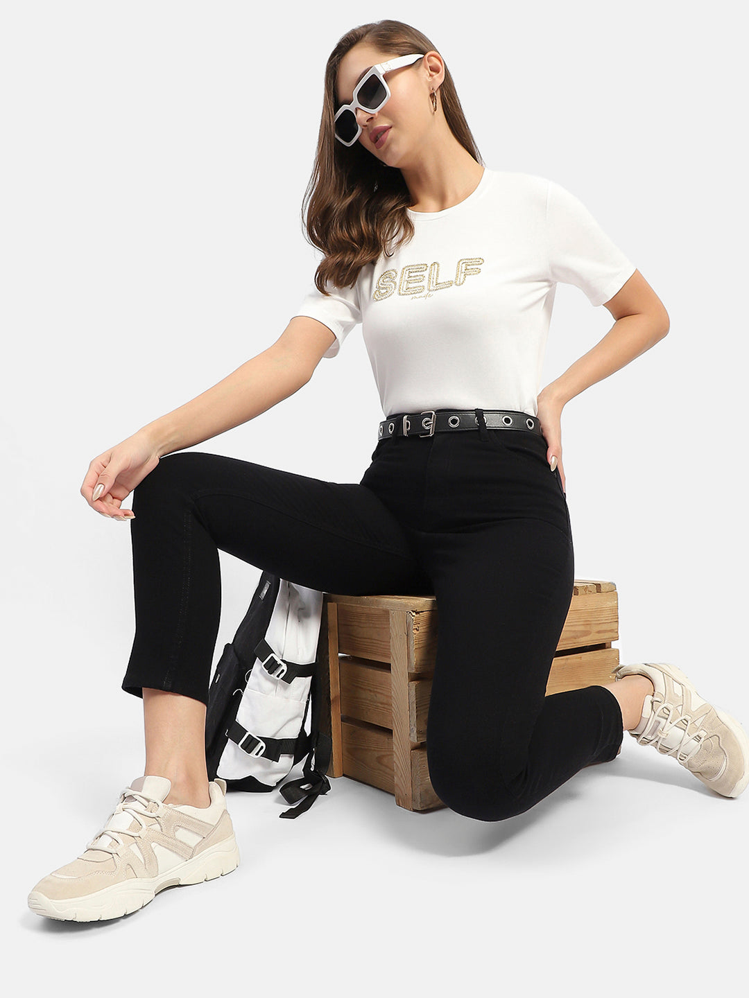 Madame Typography White Regular T-Shirt