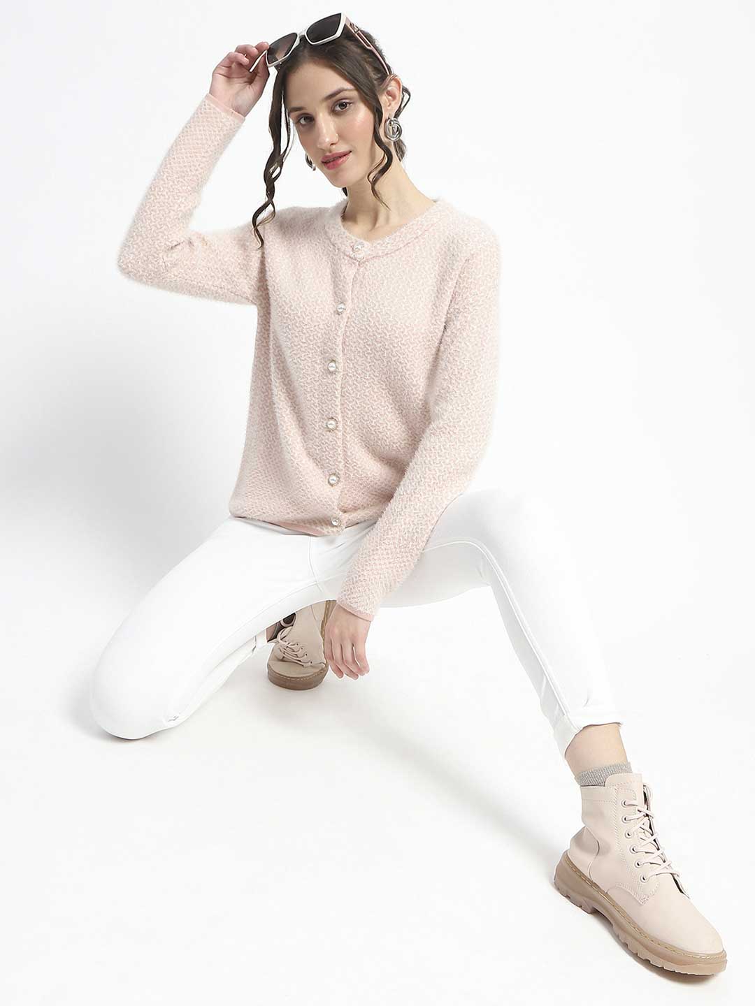 Madame Button Down Beige Cardigan