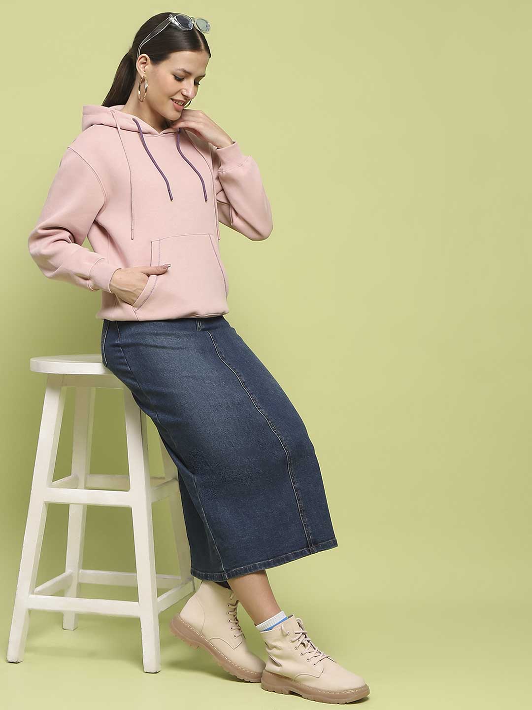 Madame Ladies Western Sweat Shirt M4W22421 575 Dusty Pink