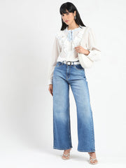 Madame Ladies Western Top H/S M5S18737 003 Blue