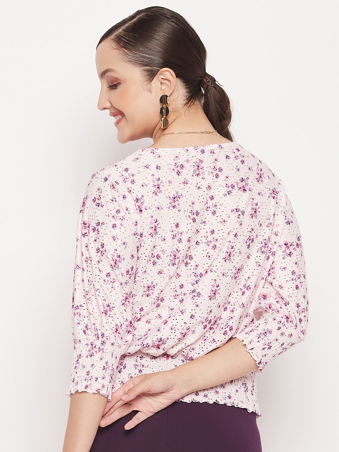 Madame Pink Elasticated Waist Cotton Floral Top