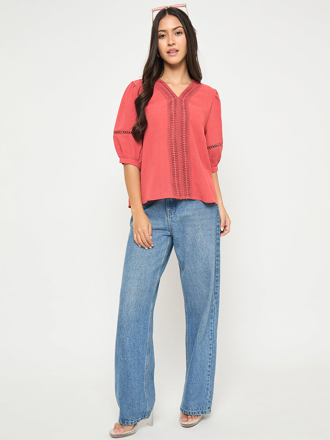 Madame Ladies Western Top H/S M5S18731 033 Red